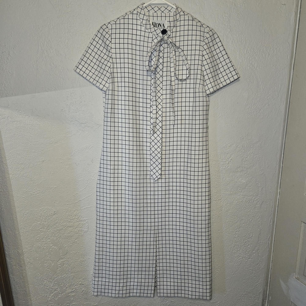 Rona New York Vintage Retro Chic Window Pane Checkered Dress Size 12